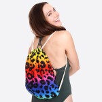 Wholesale rainbow Leopard Print Beach Towel Drawstring Bag All One Unfold bag us