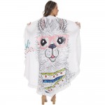 Wholesale hello Summer Llama Print Luxury Round Beach Towel Fringe Tassels Machi