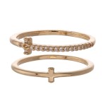 Wholesale brass Cubic Zirconia Cross Ring Set Bands