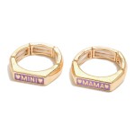 Wholesale matching Mother Daughter Gold Enamel Stretch Rings Mama Mini Charms Mo