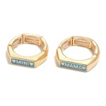 Wholesale matching Mother Daughter Gold Enamel Stretch Rings Mama Mini Charms Mo