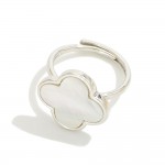 Wholesale simple White Gold Dipped Ring Clover Detail Clover D