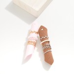 Wholesale set Five Metal Stackable Rings Pearl Accents