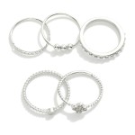 Wholesale set Five Stackable Rings Rhinestones Pearls