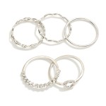 Wholesale set Five Metal Stackable Rings Rhinestone Accents