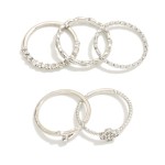 Wholesale set Five Metal Stackable Rings Rhinestone Accents