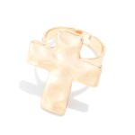 Wholesale hammered Metal Cross Ring