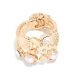 Wholesale layered Twisted Metal Hinged Ring Shell Starfish Details