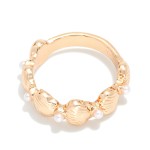 Wholesale metal Shells Pearls Ring