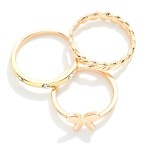 Wholesale set Three Stackable Rings Butterfly Rhinestones