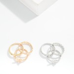 Wholesale set Three Stackable Rings Butterfly Rhinestones