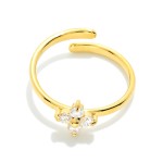Wholesale metal Ring Rhinestone Clover Detail