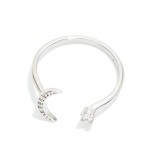 Wholesale moon Star Rhinestone Open Ring Gold Dipped