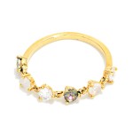 Wholesale linked Rhinestone Ring Gold Dipped