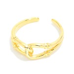 Wholesale linked Metal Horseshoes Ring Gold Dipped