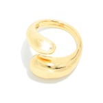Wholesale metal Double Teardrop Wrap Ring Gold Dipped