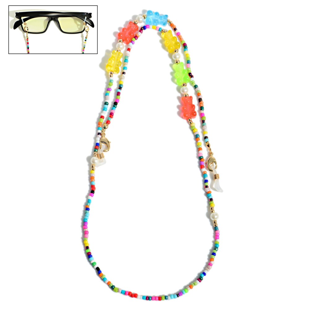 Beaded Glasses/Sunglasses Chain Featuring Candy Bear Accents - Approximately 32" Long view 2
