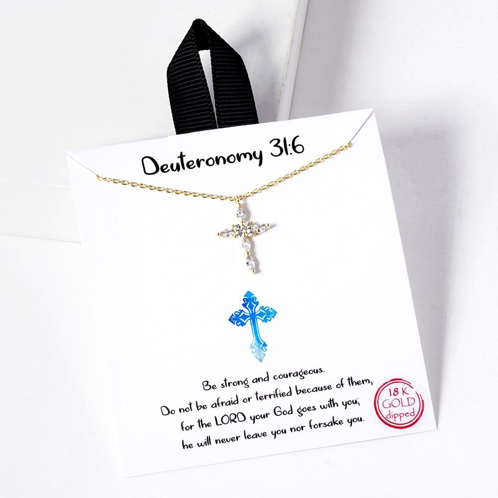 Dainty Chain Link Necklace Featuring Cubic Zirconia Cross Pendant