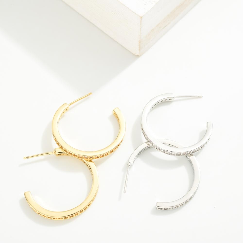 Do Everything In Love Cubic Zirconia Hoop Earrings Brass Base
