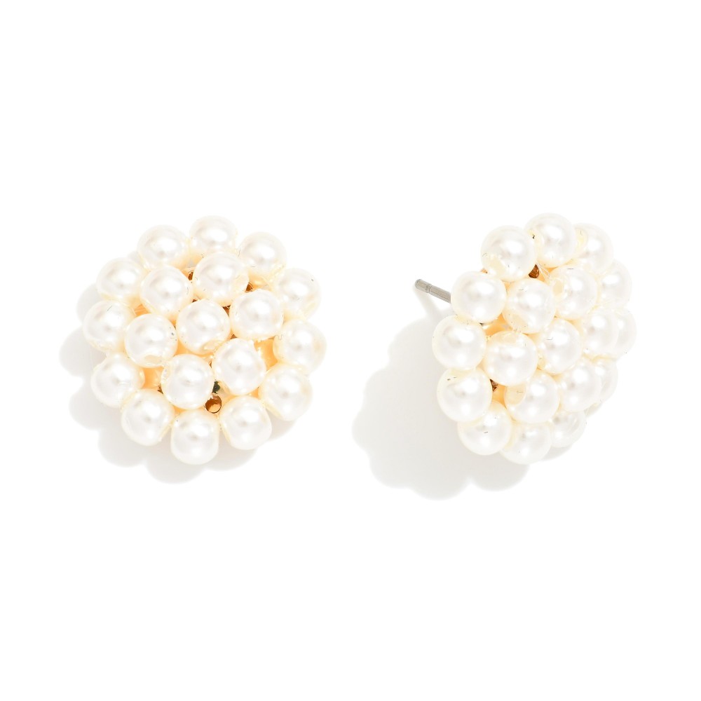 Cascade Open Heart Pearl Post Drop Earrings
