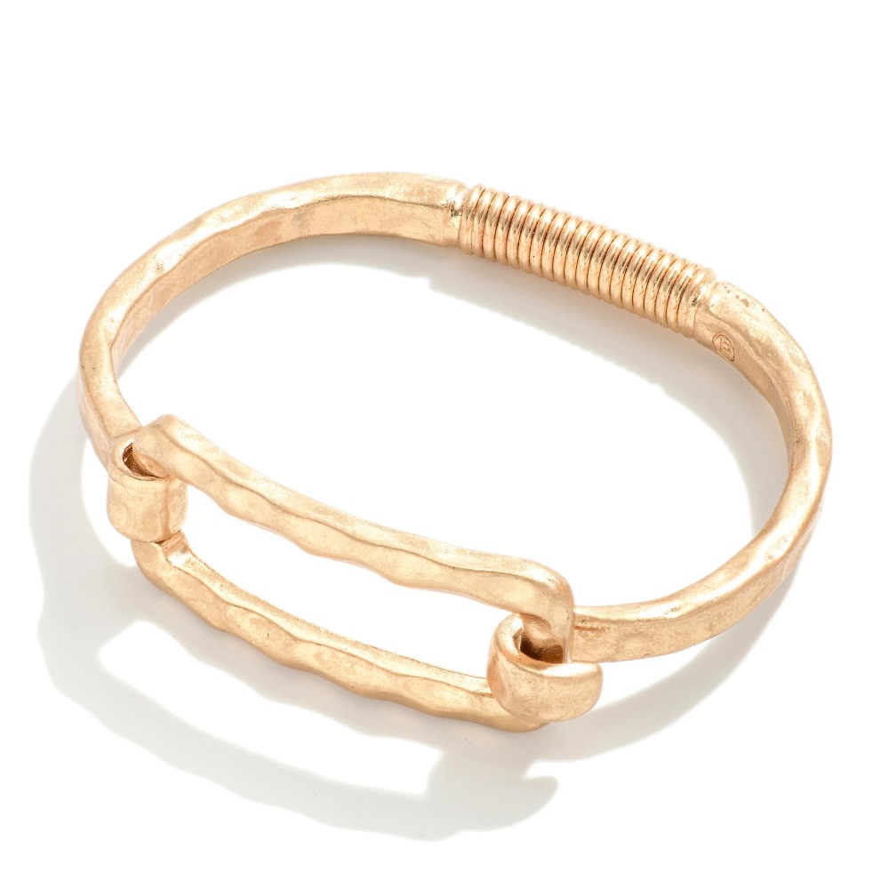 Hammered Metal Bangle Bracelet With Spring Latch Closure ...