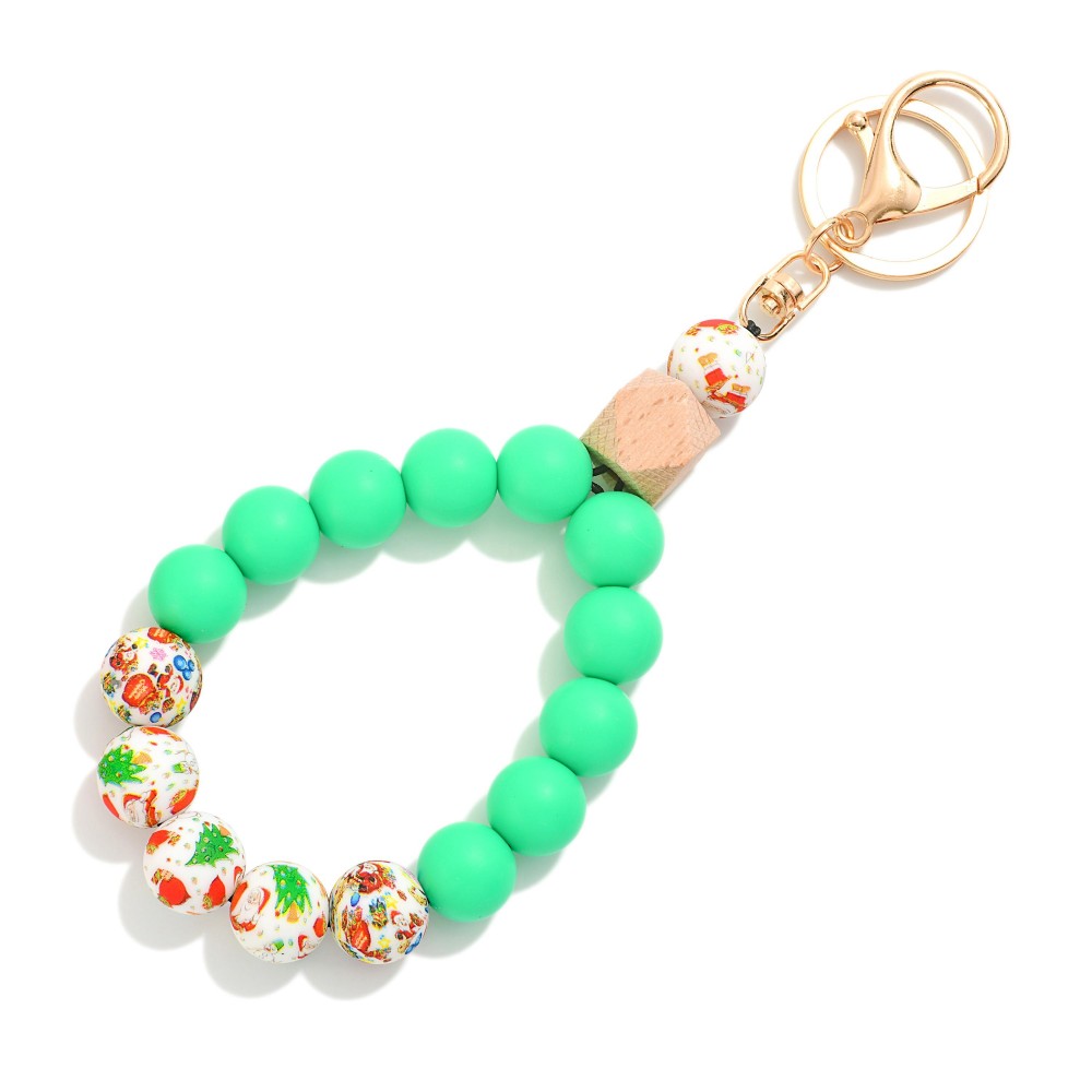 Multi Colored Beaded Bracelet Keyring - One Size Fits Most - Approximately 7" L view 2