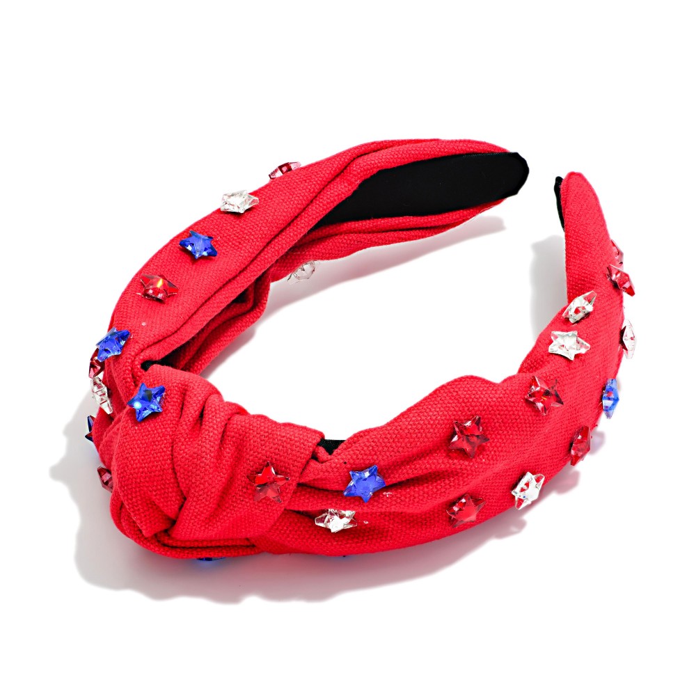 Americana Knotted Headband Featuring Star Charm - One Size view 2