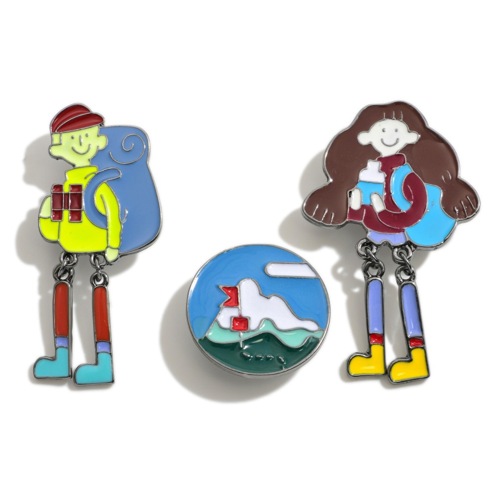 Set Of Three Enamel Decorative Pins - Approximately 2" Length - All are Camping Theme view 2