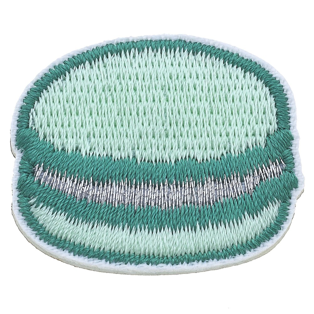 Small Macaron Patch In Mint And Teal - Approximately 1.25" W - 3M Adhesive Patch For Quick Application - Sew In For Permanent Application view 2