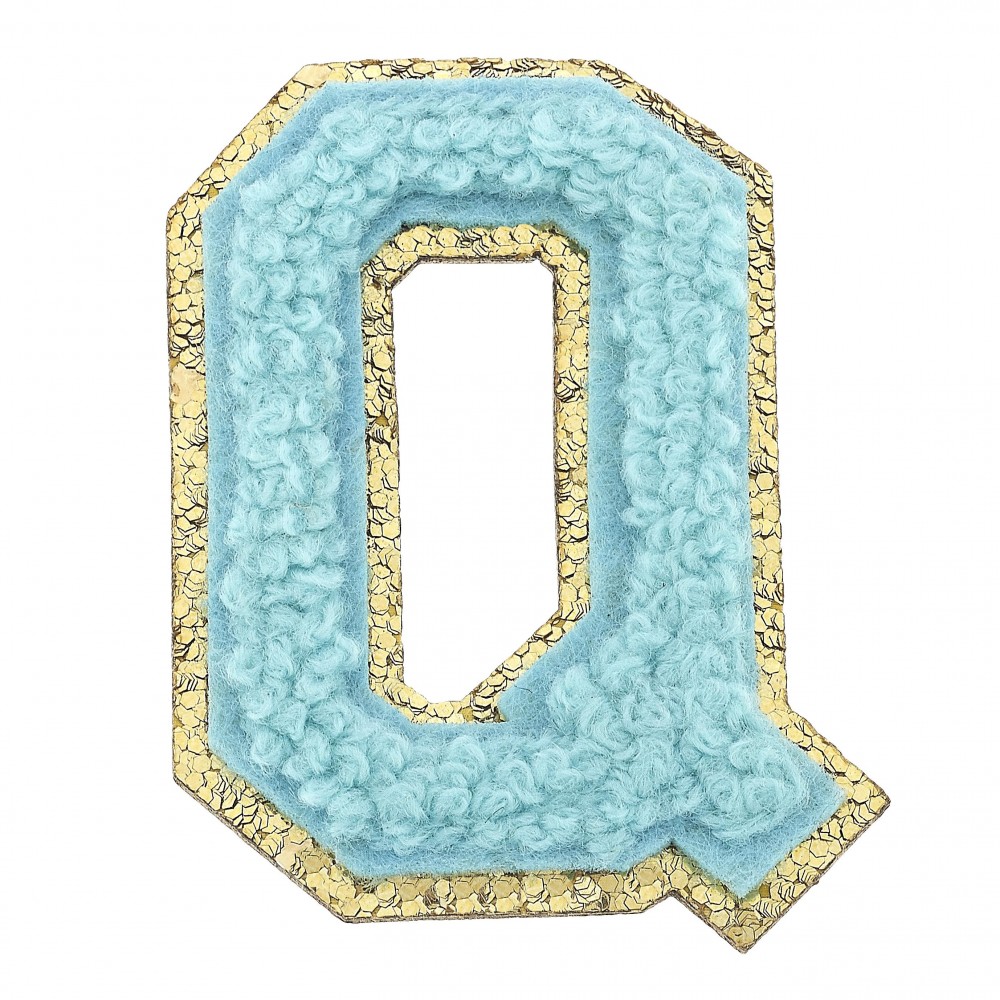 Large Chenille Glitter Varsity Letter Patch - 3M Adhesive On The Back For Quick Application - Sew On For Permanent Application - Approximately 2.25" L view 2