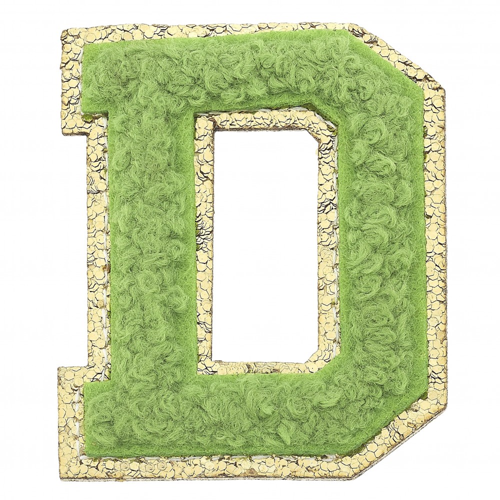 Large Chenille Glitter Varsity Letter Patch - 3M Adhesive On The Back For Quick Application - Sew On For Permanent Application - Approximately 2.25" L view 2