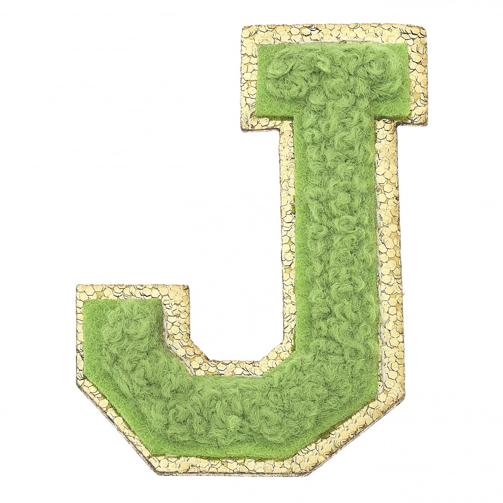 Large Chenille Glitter Varsity Letter Patch - 3M Adhesive On The Back For Quick Application - Sew On For Permanent Application - Approximately 2.25" L view 2