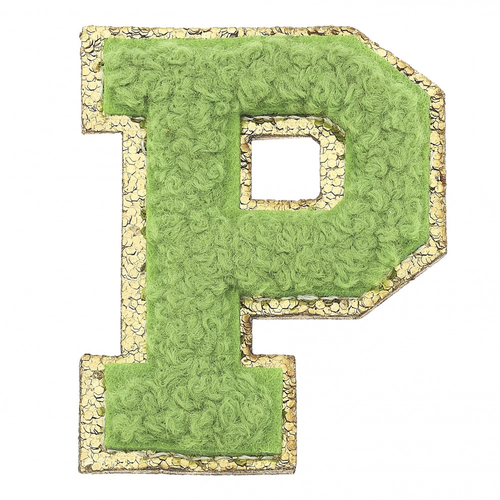Large Chenille Glitter Varsity Letter Patch - 3M Adhesive On The Back For Quick Application - Sew On For Permanent Application - Approximately 2.25" L view 2