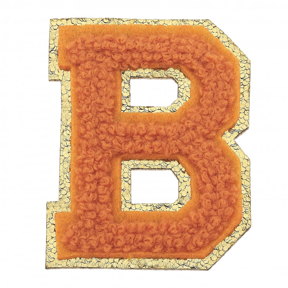 Large Chenille Glitter Varsity Letter Patch - 3M Adhesive On The Back For Quick Application - Sew On For Permanent Application - Approximately 2.25" L view 2