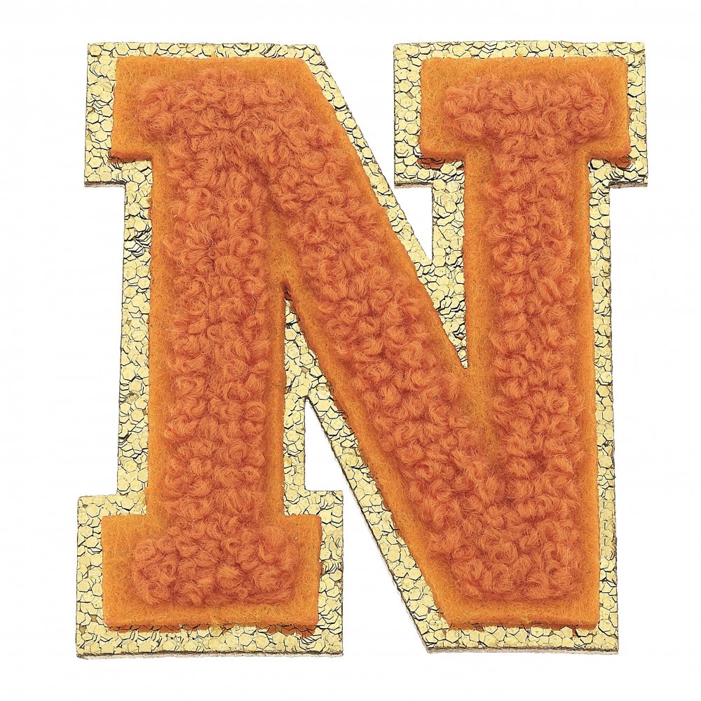 Large Chenille Glitter Varsity Letter Patch - 3M Adhesive On The Back For Quick Application - Sew On For Permanent Application - Approximately 2.25" L view 2