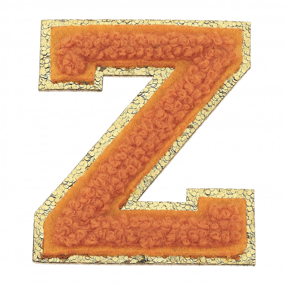 Large Chenille Glitter Varsity Letter Patch - 3M Adhesive On The Back For Quick Application - Sew On For Permanent Application - Approximately 2.25" L view 2