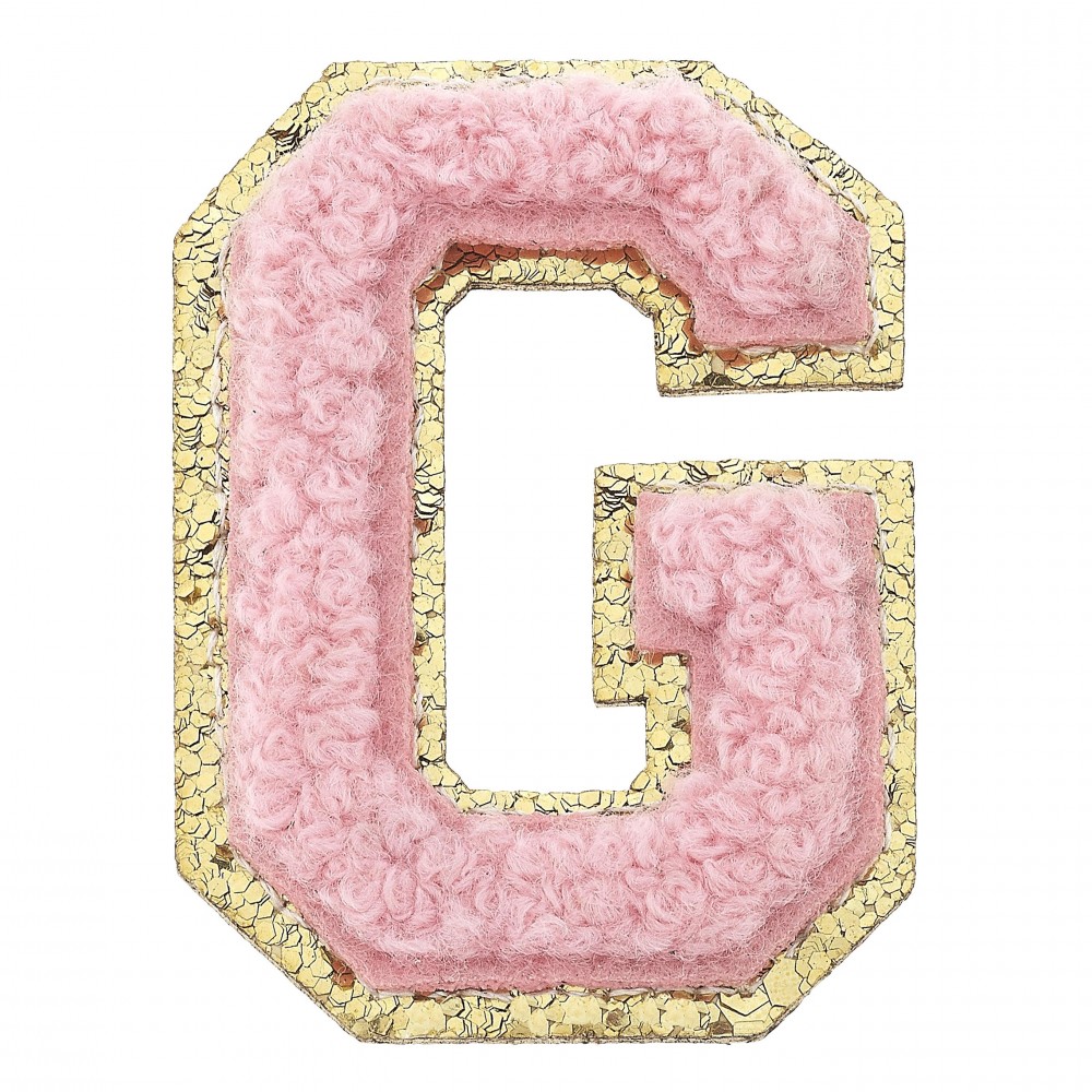 Large Chenille Glitter Varsity Letter Patch - 3M Adhesive On The Back For Quick Application - Sew On For Permanent Application - Approximately 2.25" L view 2