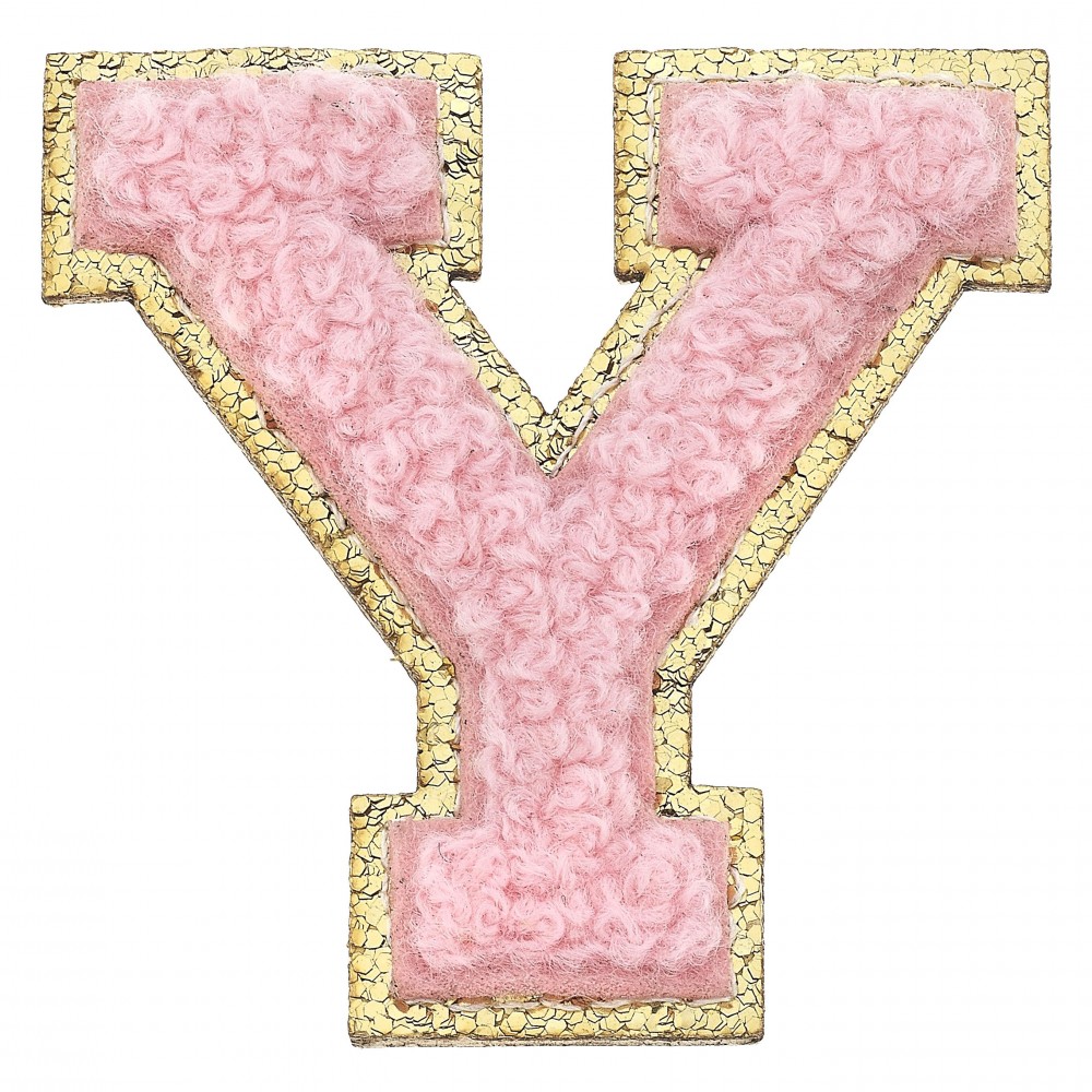Large Chenille Glitter Varsity Letter Patch - 3M Adhesive On The Back For Quick Application - Sew On For Permanent Application - Approximately 2.25" L view 2