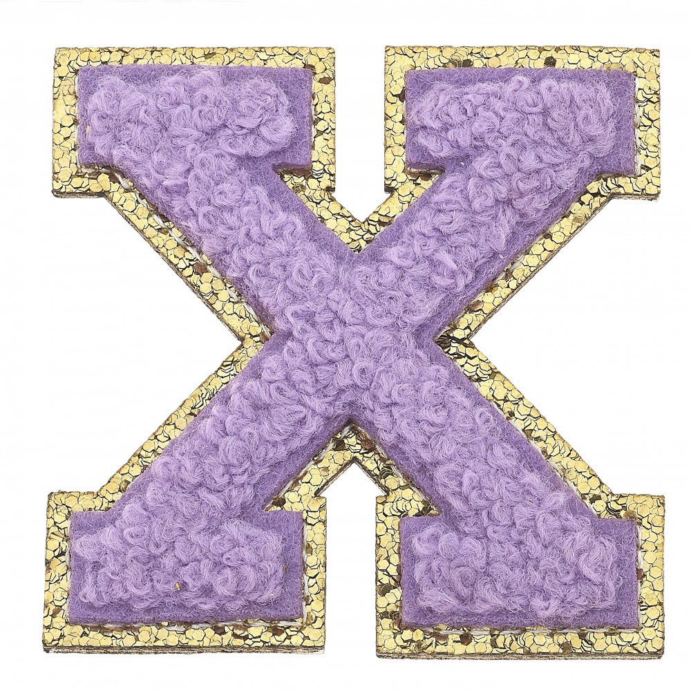 Large Chenille Glitter Varsity Letter Patch - 3M Adhesive On The Back For Quick Application - Sew On For Permanent Application - Approximately 2.25" L view 2
