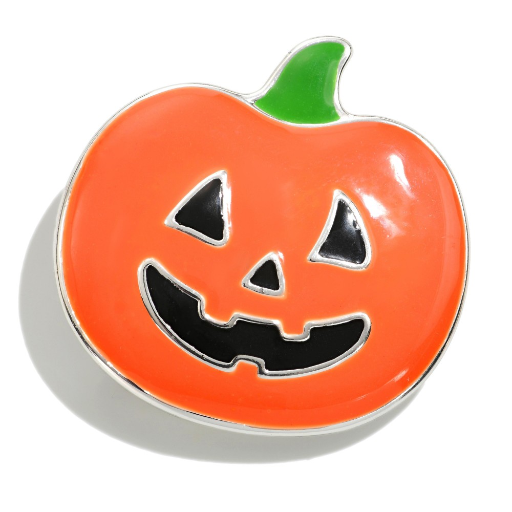 Enamel Jack-o'-Lantern Pin. - Approximately 1.75" W view 2