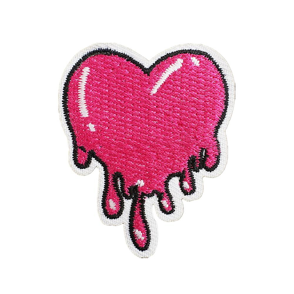 Embroidered Dripping Heart Patch - Approximately 2 "L - Iron-On / Sew-On Application view 2