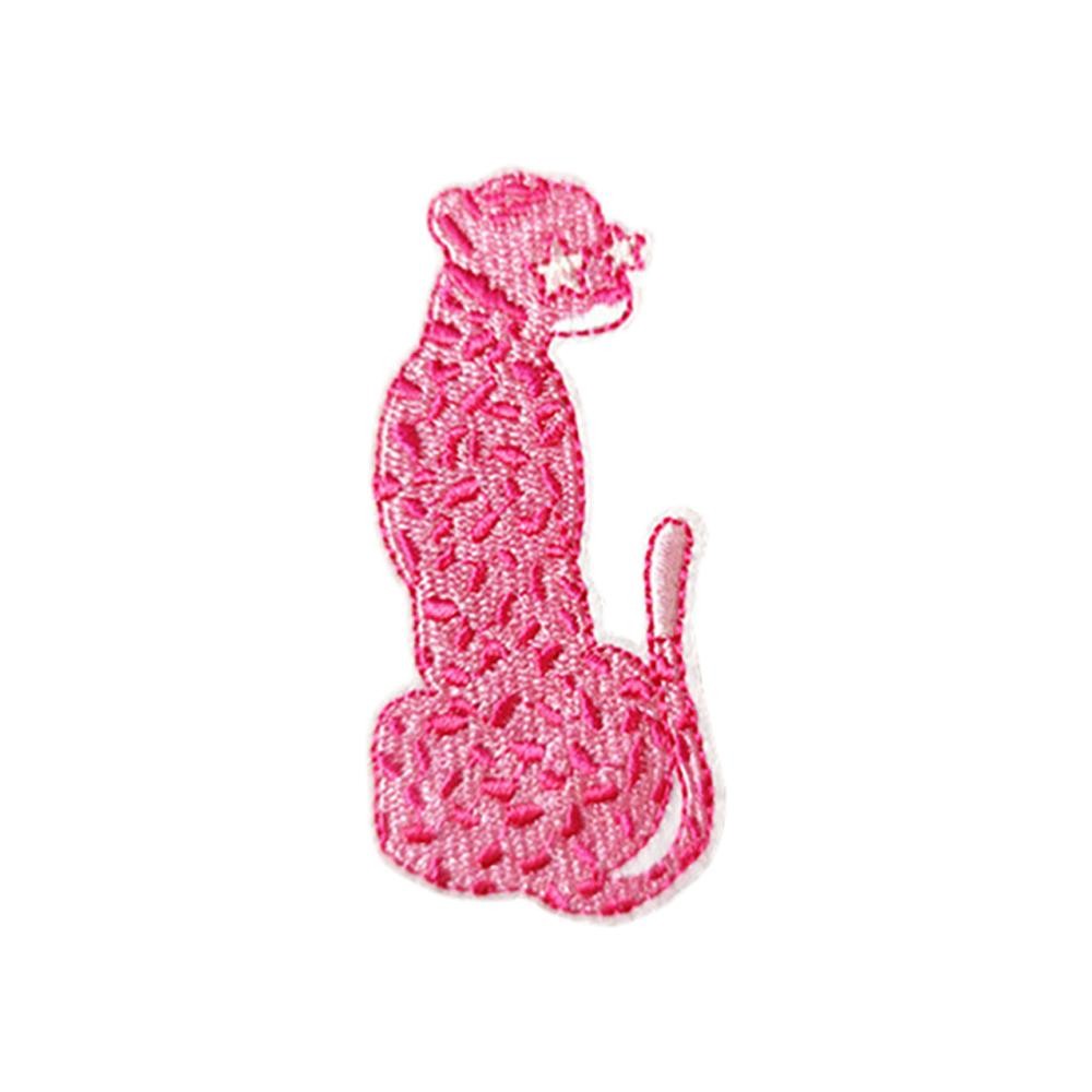 Embroidered Pink Leopard Patch - Approximately 3" L - Iron-On / Sew-On Application view 2