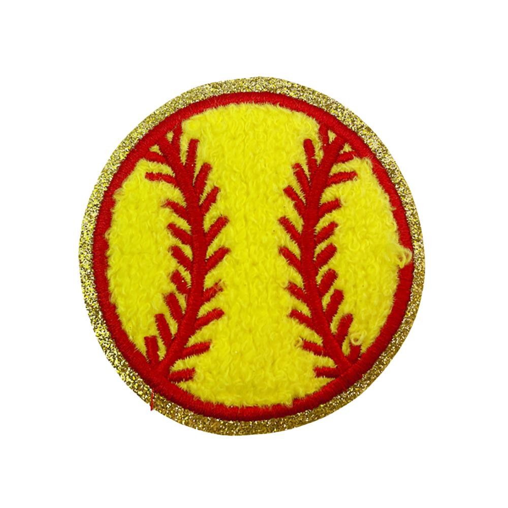 Glitter Border Ball Patch - Sew-On Application - Approximately 3"D view 2