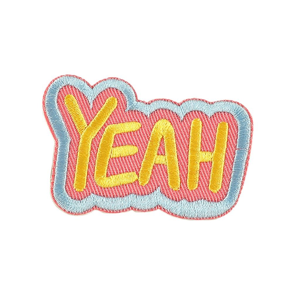 Embroidered 'Yeah' Patch - Approximately 2 "L - Adhesive Application view 2