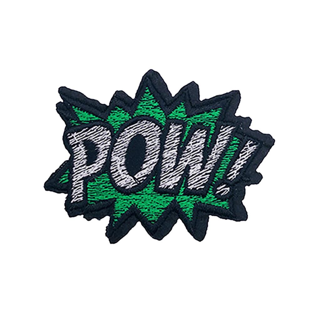 Embroidered 'POW!' Patch - Approximately 2.25 "L - Iron-On / Sew-On Application view 2