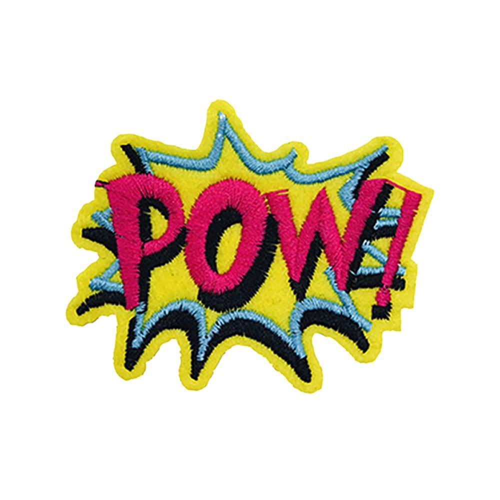 Embroidered 'POW!' Patch - Approximately 2.5 "L - Iron-On / Sew-On Application view 2