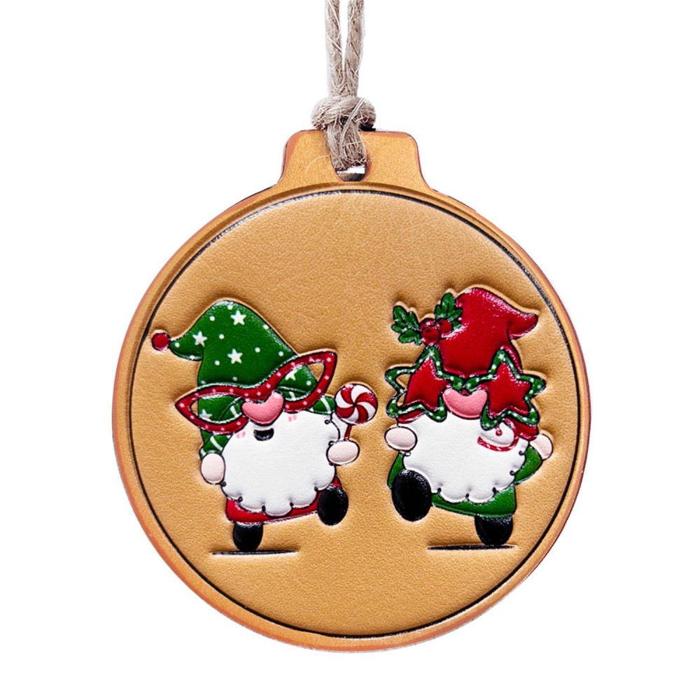 Embossed Vegan Leather Christmas Ornament - Approximately 3" L view 2