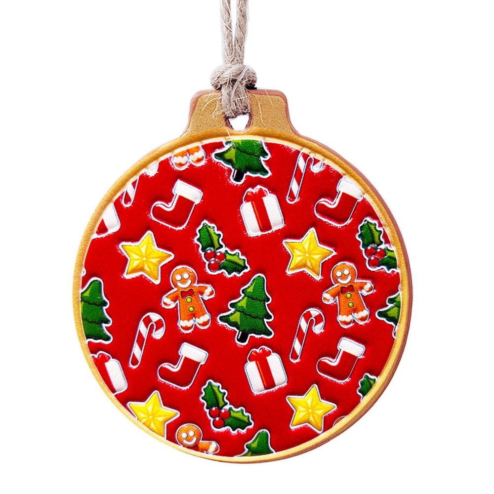 Embossed Vegan Leather Christmas Ornament - Approximately 3" L view 2