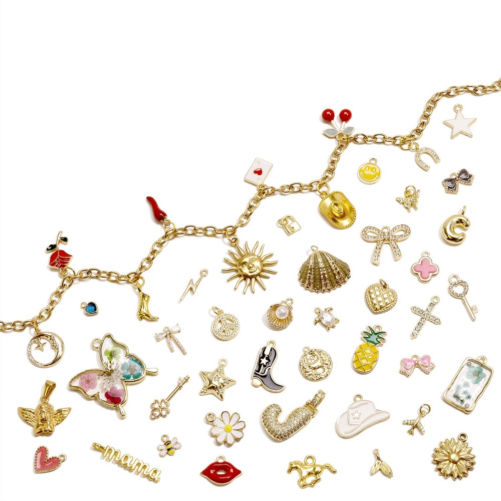Charm Bar Starter Kit Featuring 250 Charms and 25 Chain Link Necklaces - 250 Bagged Charms - 25 Necklaces: 3 Different Chain Types * Jumpers & Tray Organizer Not Included view 2