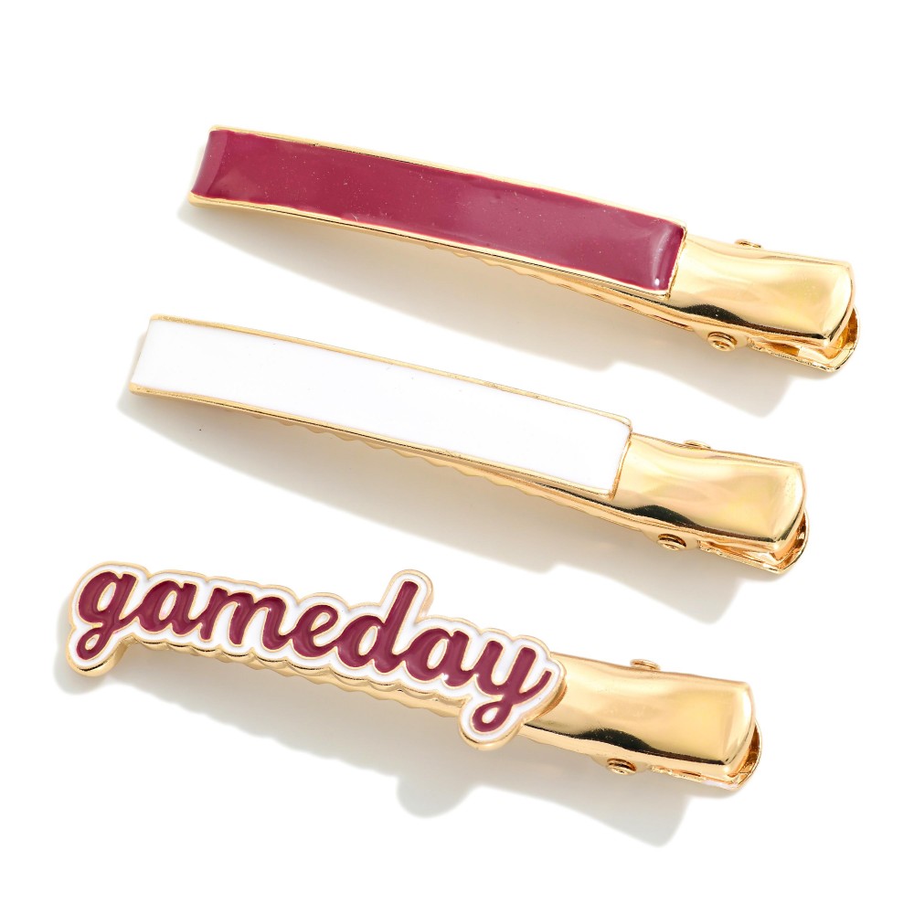 Set Of Three "Gameday" Clip-In Hair Clips view 2